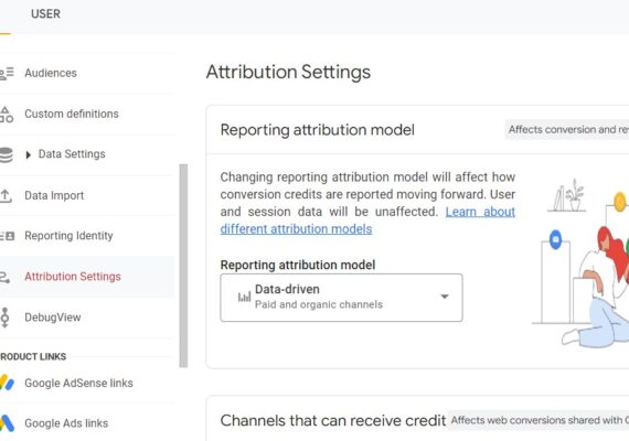 spremembe dodeljevanja zaslug (attribution model) v nastavitvah Google Analytics 4