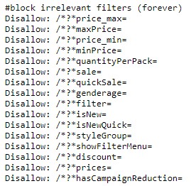 robots text filtri disallow